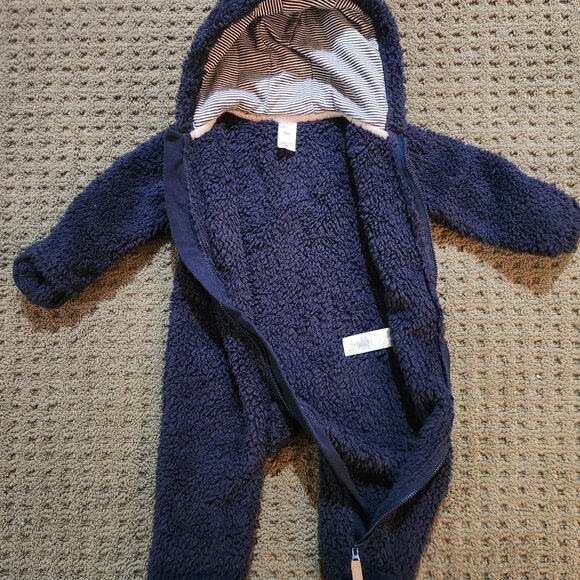 Carter’s Fleece Bear Suit Navy, 9 Months - Picture 4 of 7